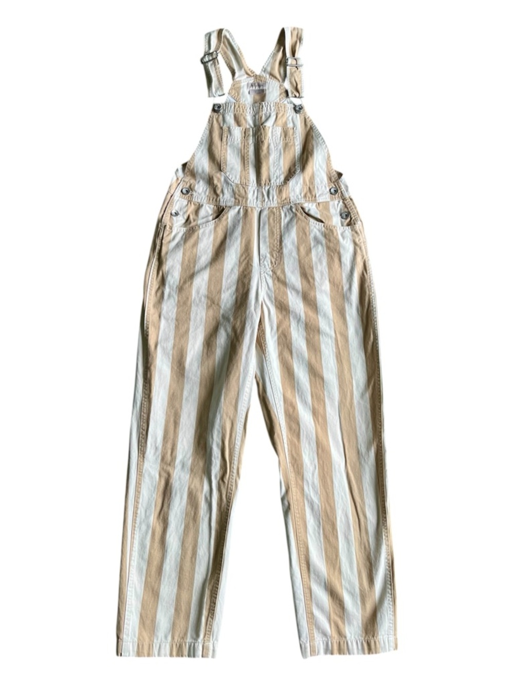 Brixton Tan & White Stripe Costa Cotton Overalls - Size Small